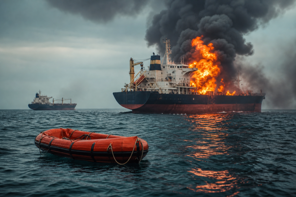 Incendio en dos buques mercantes en el mar Negro cerca de Rumanía: siete marineros siguen desaparecidos en el Wine Trader